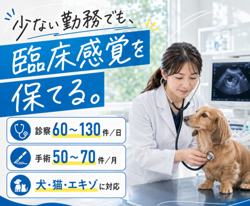 獣医師　月1回〜道内最大施設で臨床継続　時給2,300円～