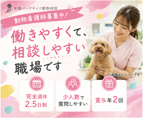 【江東区】動物看護師｜レアな完全週休2.5日制｜固定残業なし